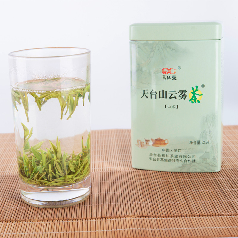 天台华顶云雾绿茶茶叶2023年新春茶天台山葛仙盛茶业山水62克罐装