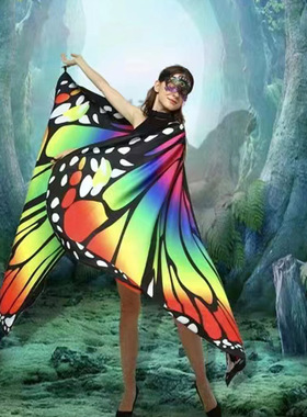 原创设计双面蝴蝶大披风男女士舞蹈表演旅游拍照cos披肩成人款