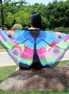 新款成人雪纺蝴蝶披肩丝巾旅游防晒围巾拍照跳舞翅膀Cosplay披风