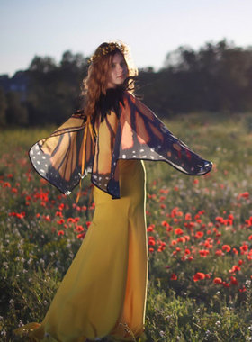 雪纺蝴蝶翅膀跳舞音乐节小披风沙滩巾围巾万圣节cos旅游拍照披肩