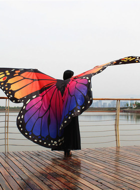 快乐大本营谢娜两只蝴蝶大披风 舞蹈表演拍照cos道具成人儿童披肩