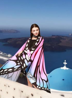 原创设计蝴蝶大披风男女士舞蹈表演旅游拍照cos披肩成人款丝巾