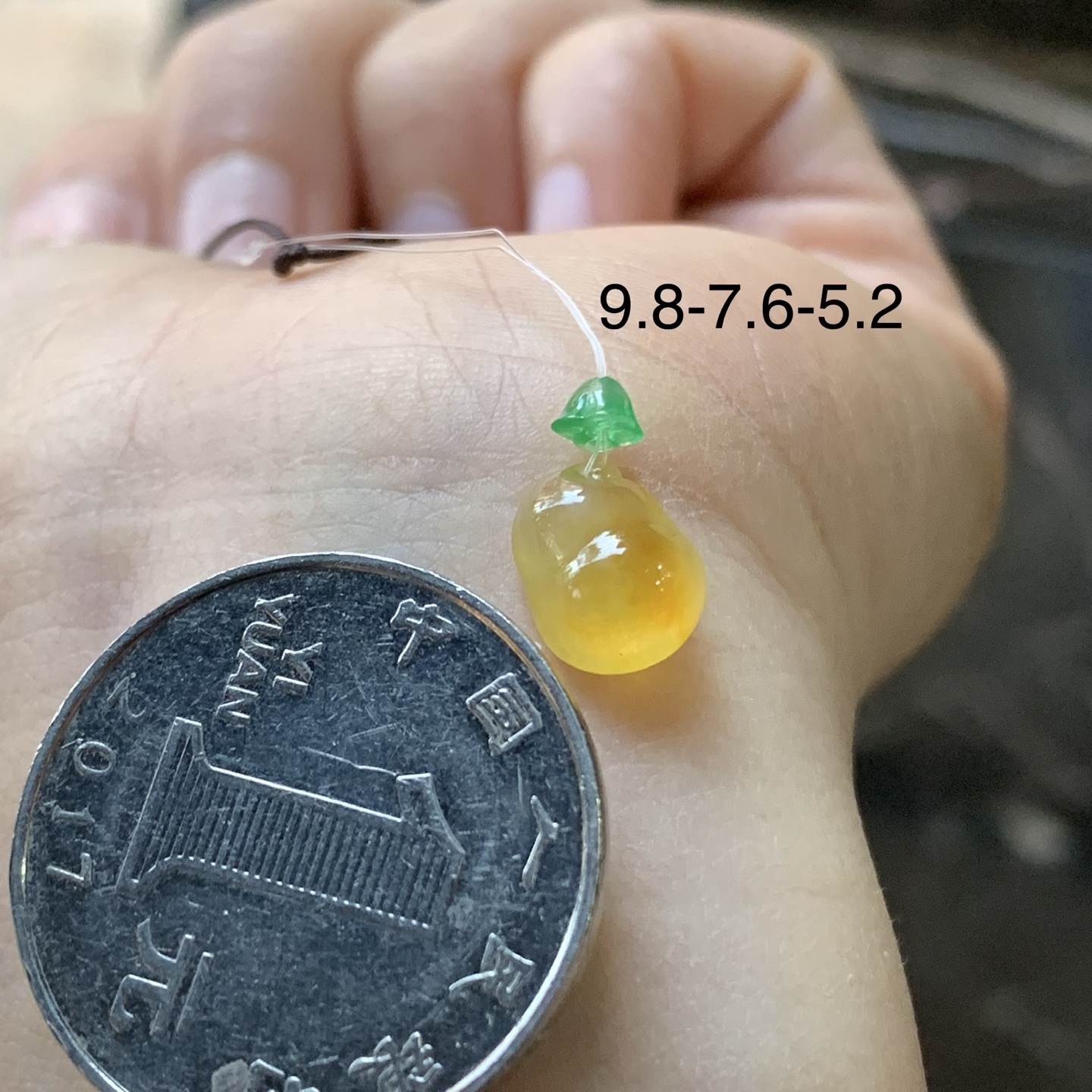 翡翠冰种黄翡葫芦裸石戒面 搭配冰绿小莲蓬