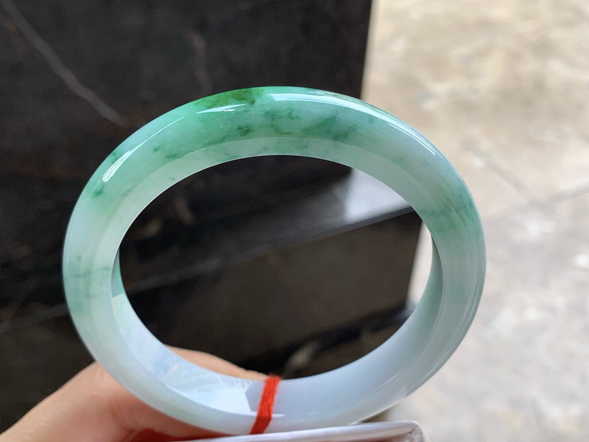 翡翠飘花手镯 圈口61 62