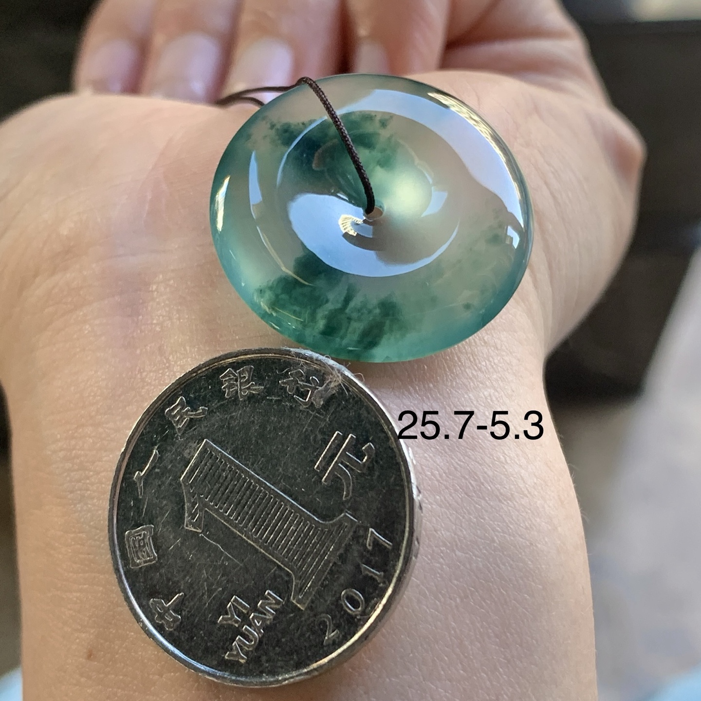 翡翠高冰种蓝花平安扣