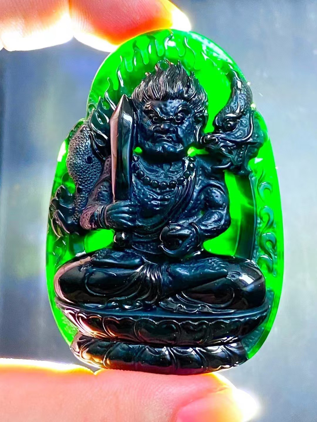 墨翠不动尊菩萨吊坠 天然翡翠不动明王牌子