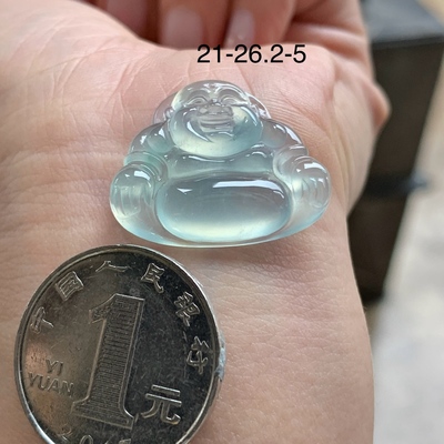 翡翠冰蓝佛公吊坠