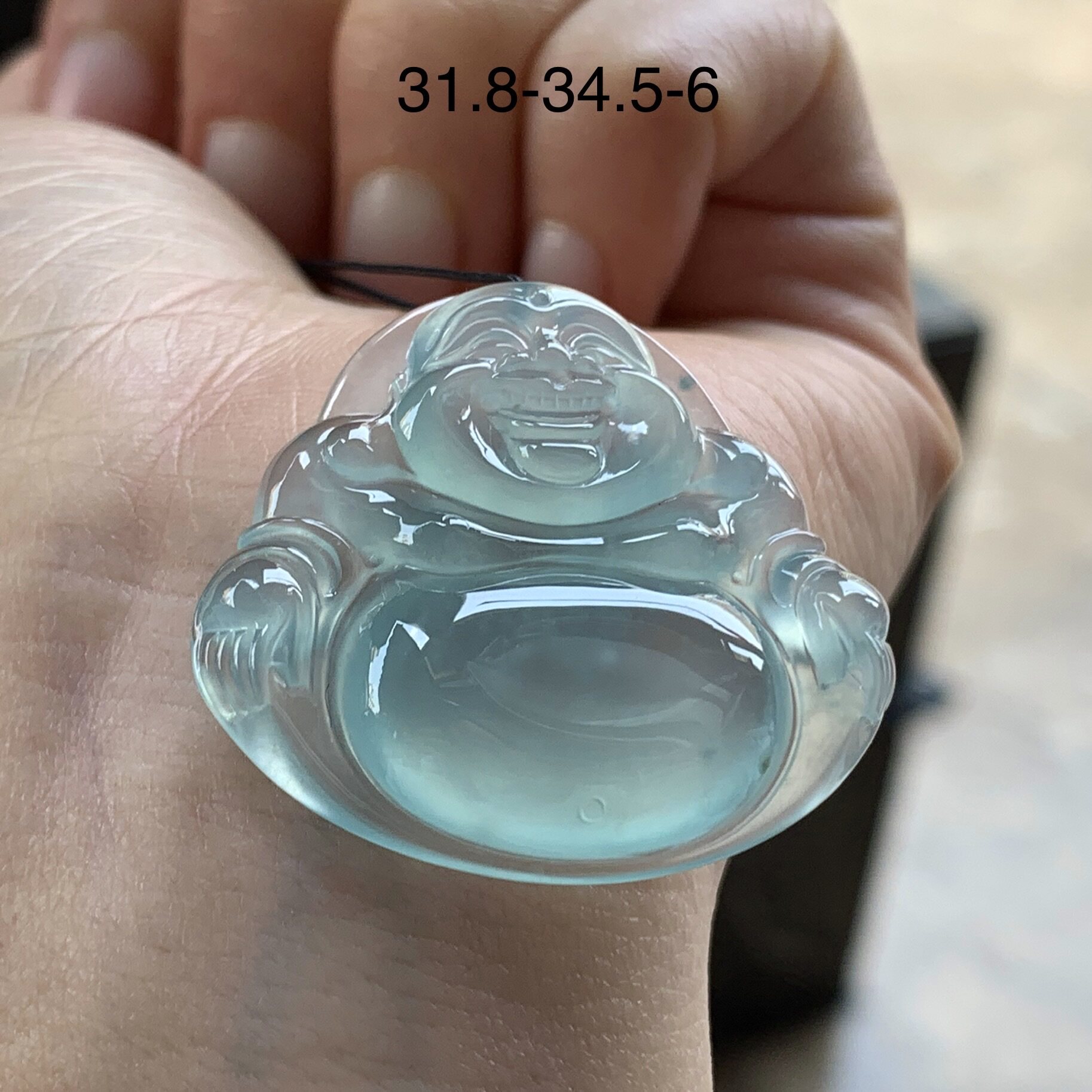 翡翠冰种蓝佛公吊坠