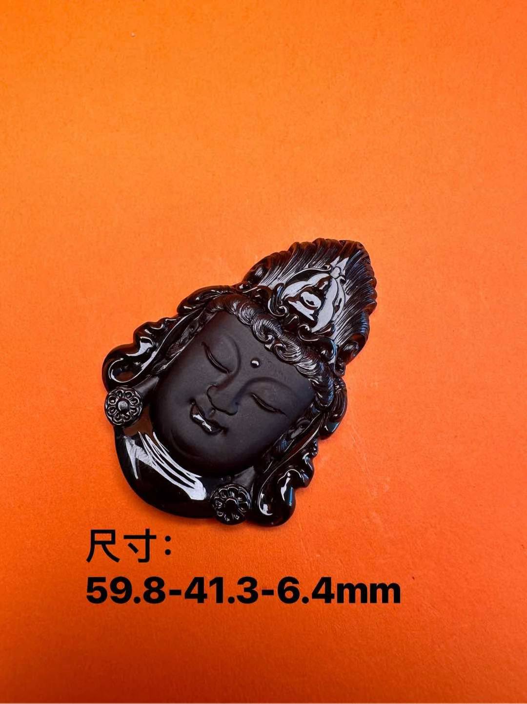 翡翠墨翠观音头吊坠