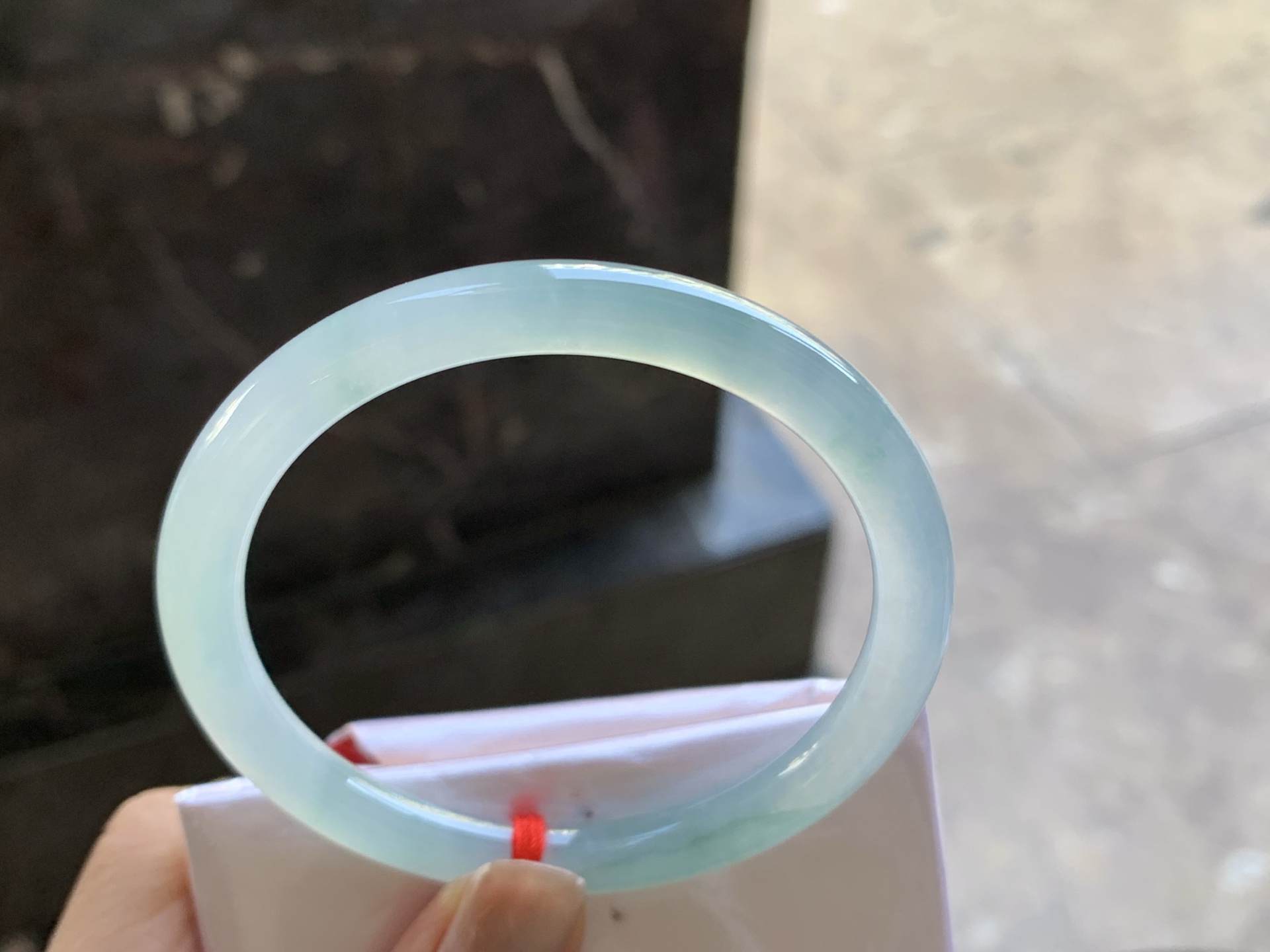 翡翠冰种飘花细条手镯 圈口53 54