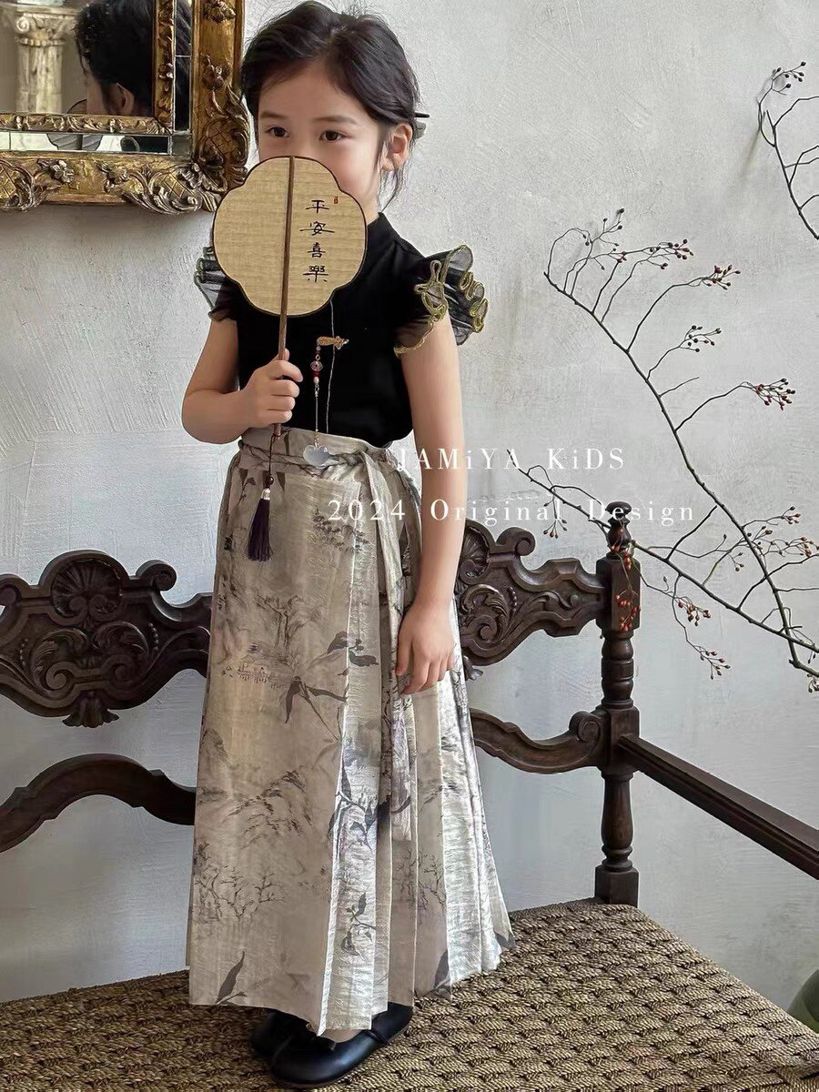 女童汉服2024夏季新款儿童中半身裙
