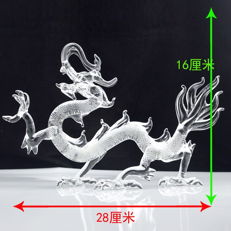 高档透明白水晶生肖龙摆件十二生肖生日礼物开业乔迁礼品家居装饰