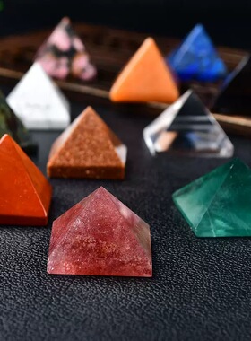 天然水晶金字塔摆件水晶原石打磨加工家居客厅办公桌面能量摆件