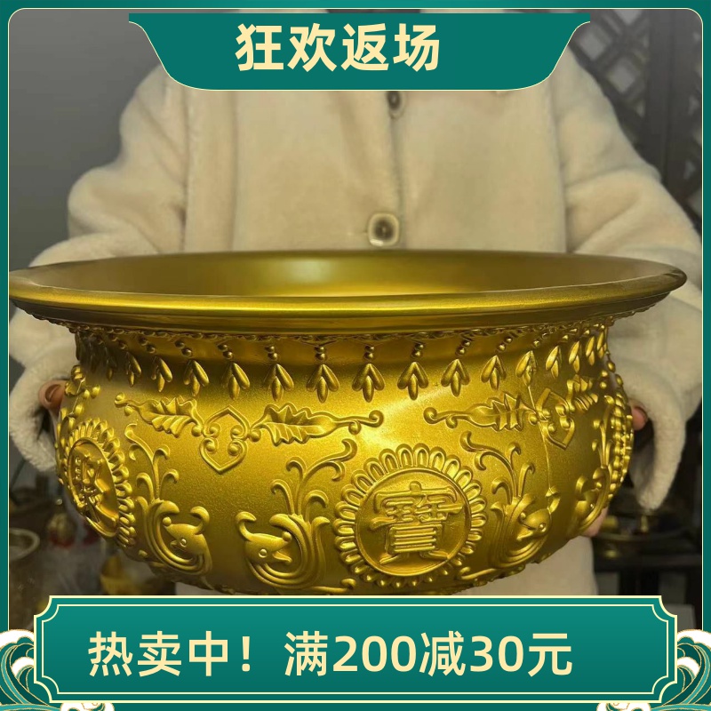 纯黄铜聚宝盆摆件客厅家居装饰品