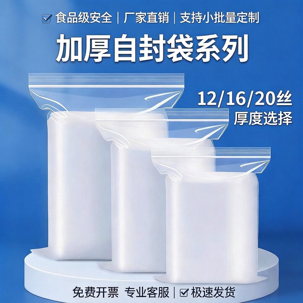 透明加厚自封袋小号塑封袋子保鲜收纳食品包装密封袋塑料PE包装袋