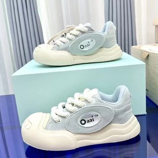 Ocai夏季原创丑萌厚底开口笑大头鞋圆头绑带情侣款内增高老爹鞋