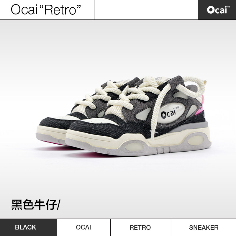 Ocai复古黑武士厚底老爹鞋图片