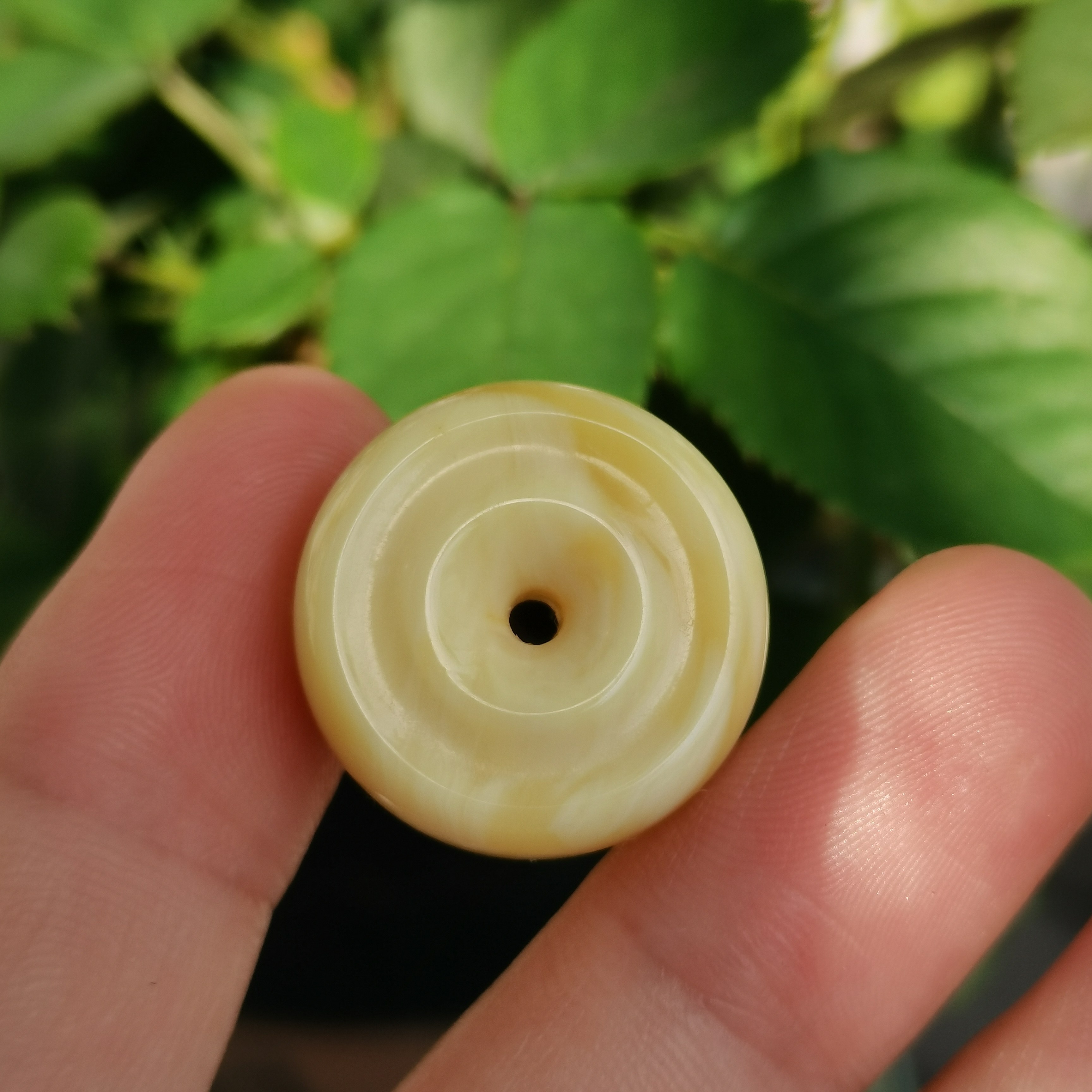天然原矿琥珀蜜蜡俄料满蜡奶黄车轮珠20mm平安扣面包圈文玩串配珠