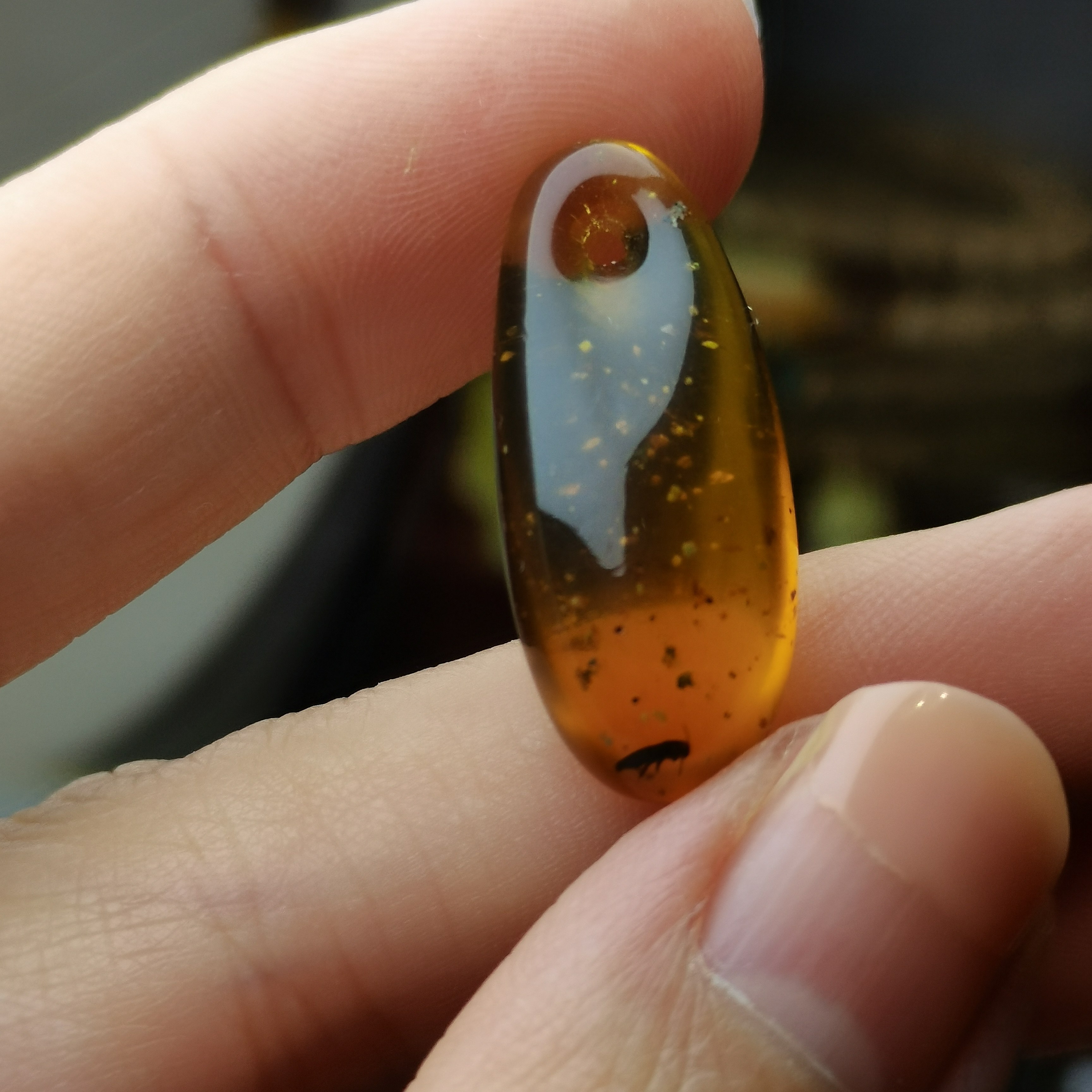 天然原矿抚顺琥珀虫珀小卡子小滴溜星月菩提佛珠手串手链DIY配饰