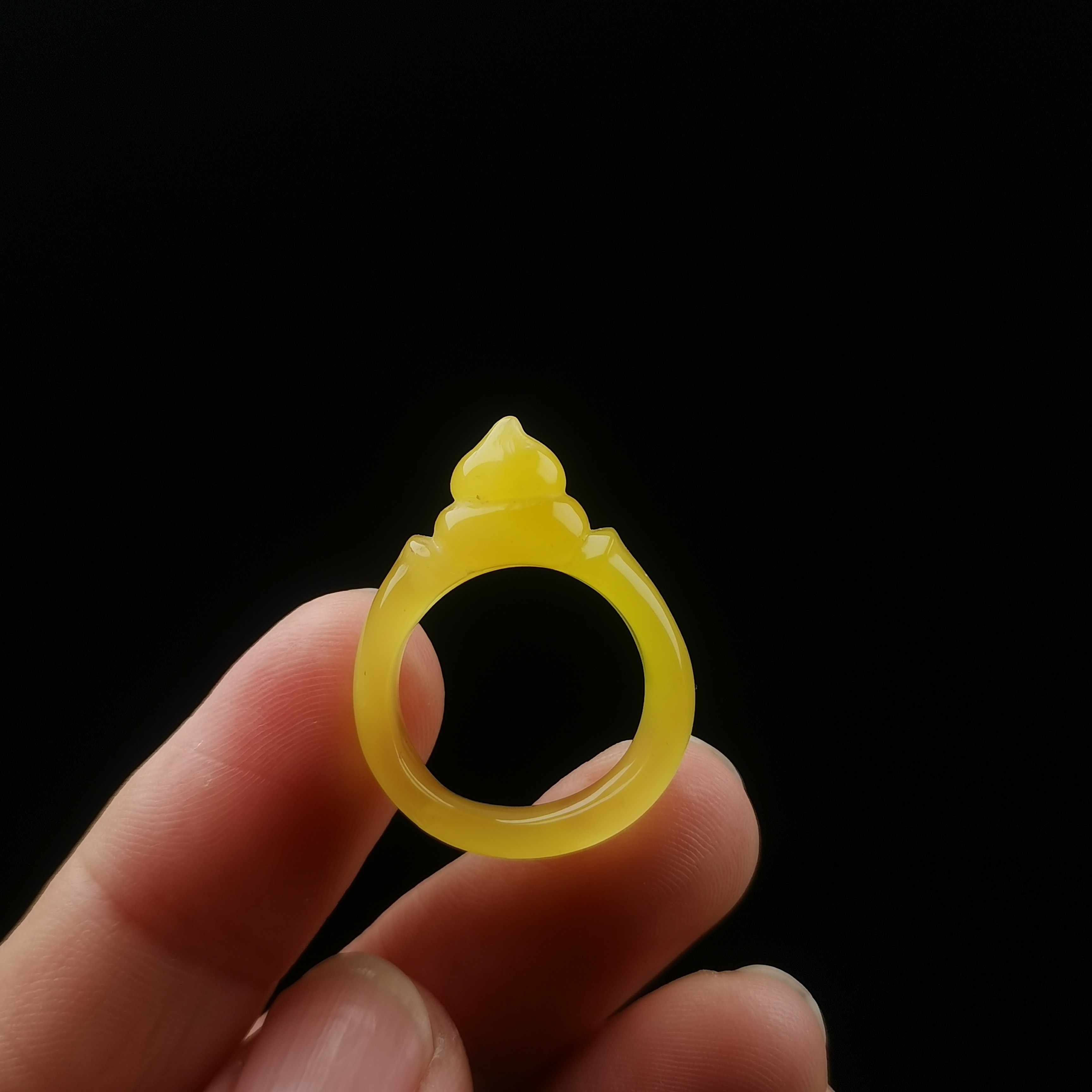天然原矿琥珀蜜蜡焦皮料鸡油葫芦指环跑环戒指15mm文玩首饰配饰猴