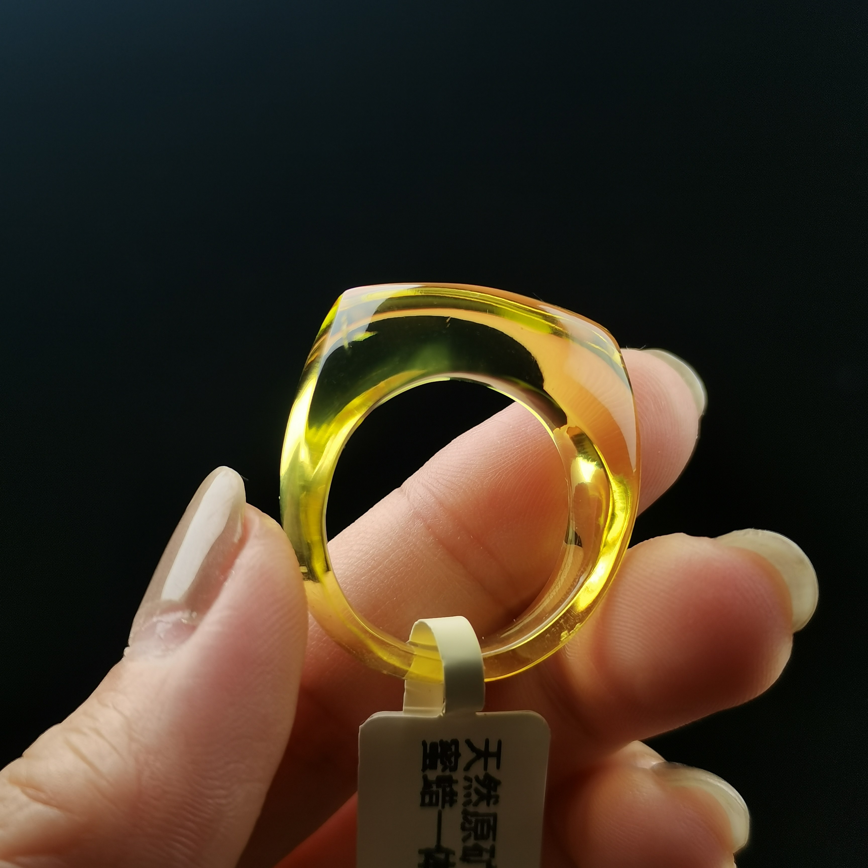 天然琥珀蜜蜡金珀金兰蓝珀净水一体戒指指环跑环港版23简约大版