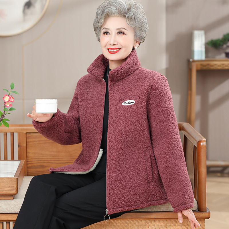 棉袄新款羊羔一体绒秋冬季奶奶