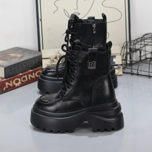 小个子增高10CM厚底马丁靴女2025秋冬新款 百搭短靴保暖瘦瘦靴 时尚