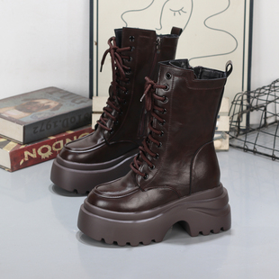 小个子增高10CM厚底马丁靴女2025秋冬加绒时尚 百搭短靴保暖瘦瘦靴