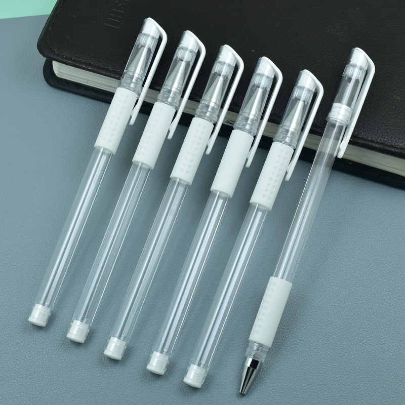 白色欧标空笔壳空笔杆中性笔笔芯替换笔管外壳空高光白色笔芯笔皮