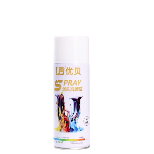 优贝40#白色自动炫彩喷漆手摇喷漆家具汽车金属白色油漆450ml