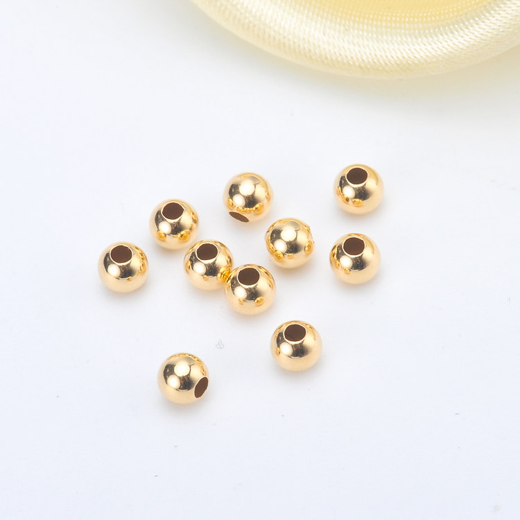 diy配件au750 g18k金小金珠防过敏不褪色穿项链手链光面k金小隔珠