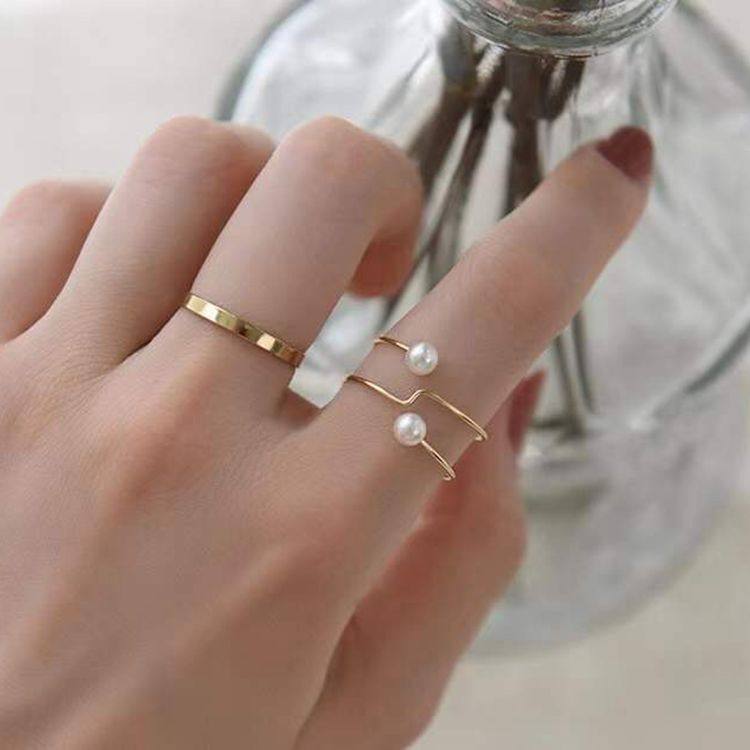 时尚风百搭款戒指空托天然珍珠