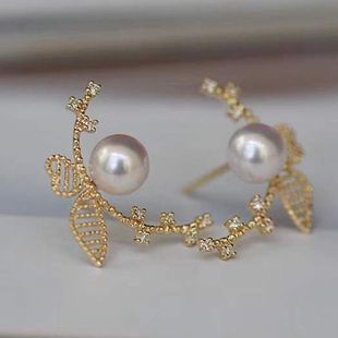 耳饰耳钉空托配7 新款 9mm圆珠 经典 DIY配件天然珍珠S925纯银时尚