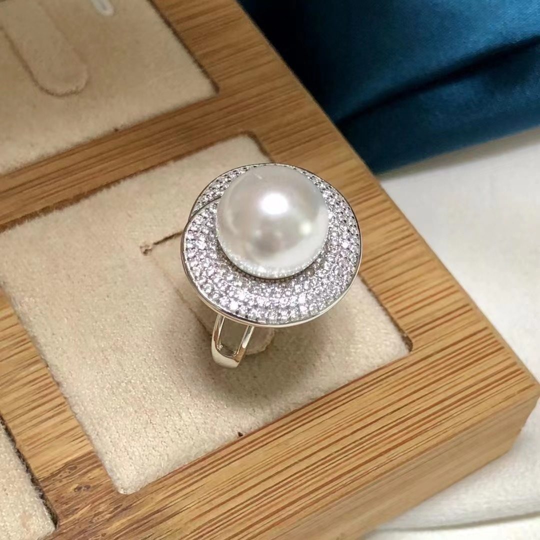 长源纯银镀金锆石调节戒指托