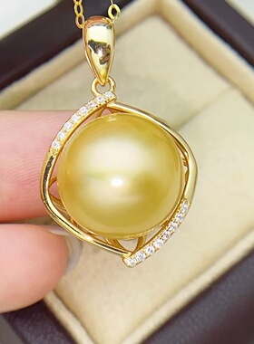 DIY配件天然珍珠S925纯银K金工艺遮瑕吊坠空托银饰配13-14mm圆扁