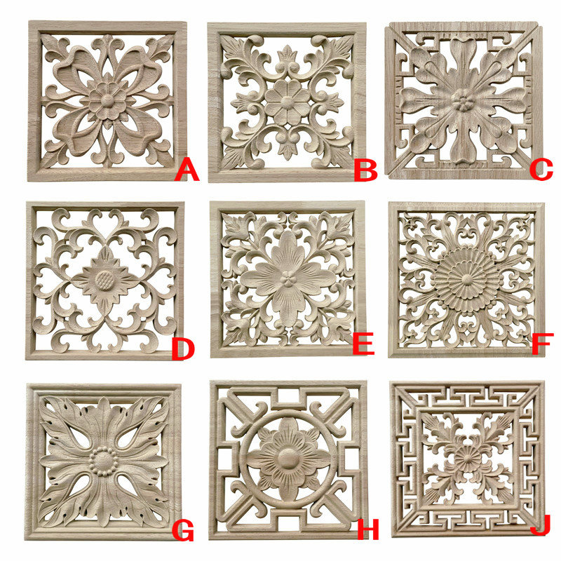 欧式风方形花片东阳带边框木雕