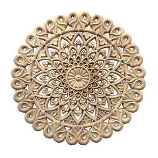 东阳木雕实木雕花圆形贴花 藏式镂空雕刻背景墙家具装饰木花