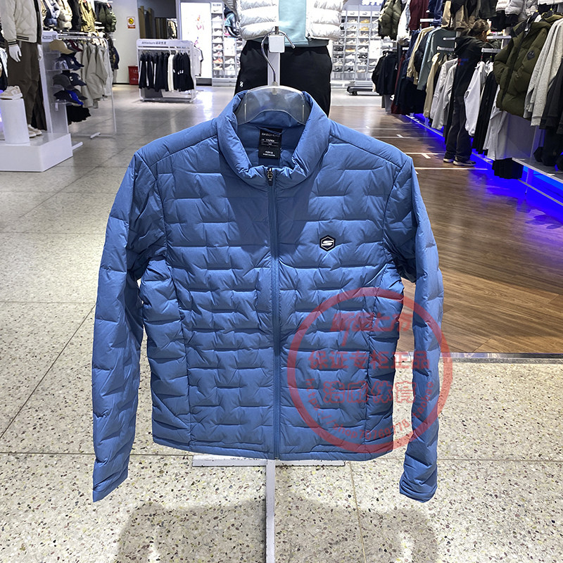 斯凯奇男装短款立领羽绒服外套