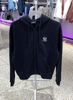 MLB外套男女装NY刺绣小标运动休闲宽松百搭针织连帽夹克3ATRB0144