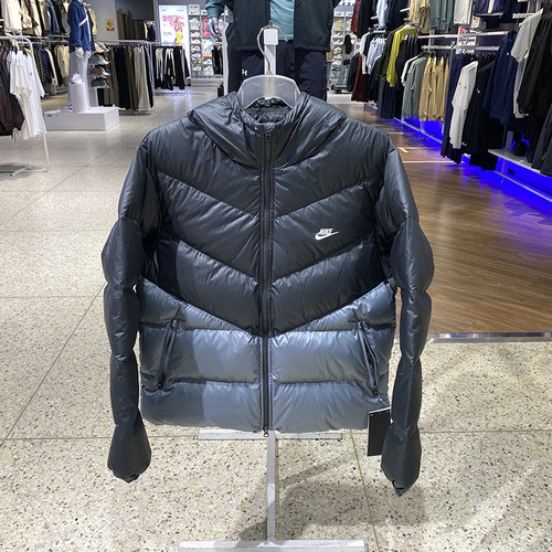 耐克男装防风保暖短款连帽羽绒服