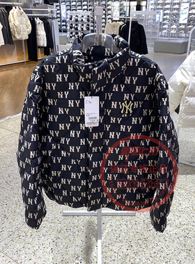 MLB羽绒服男女冬季NY满印复古老花运动休闲立领棉羽外套3ADJM0646