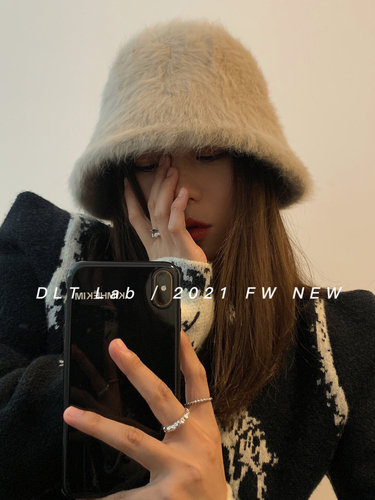 盆帽dltlab老头兔毛美翻超软糯