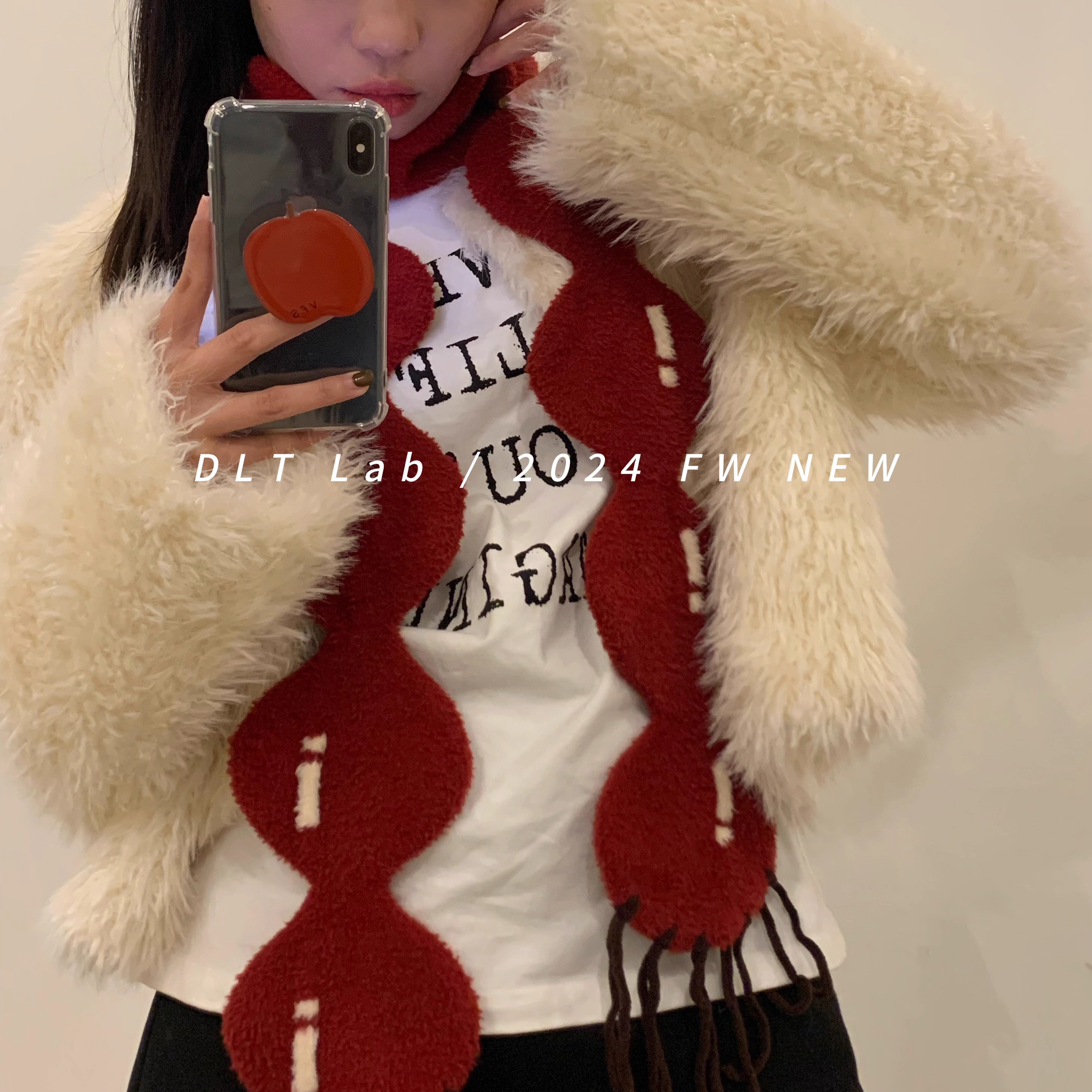 DLTLab丁老头新品小众设计感围巾2024秋冬节日氛围感装饰红色围脖