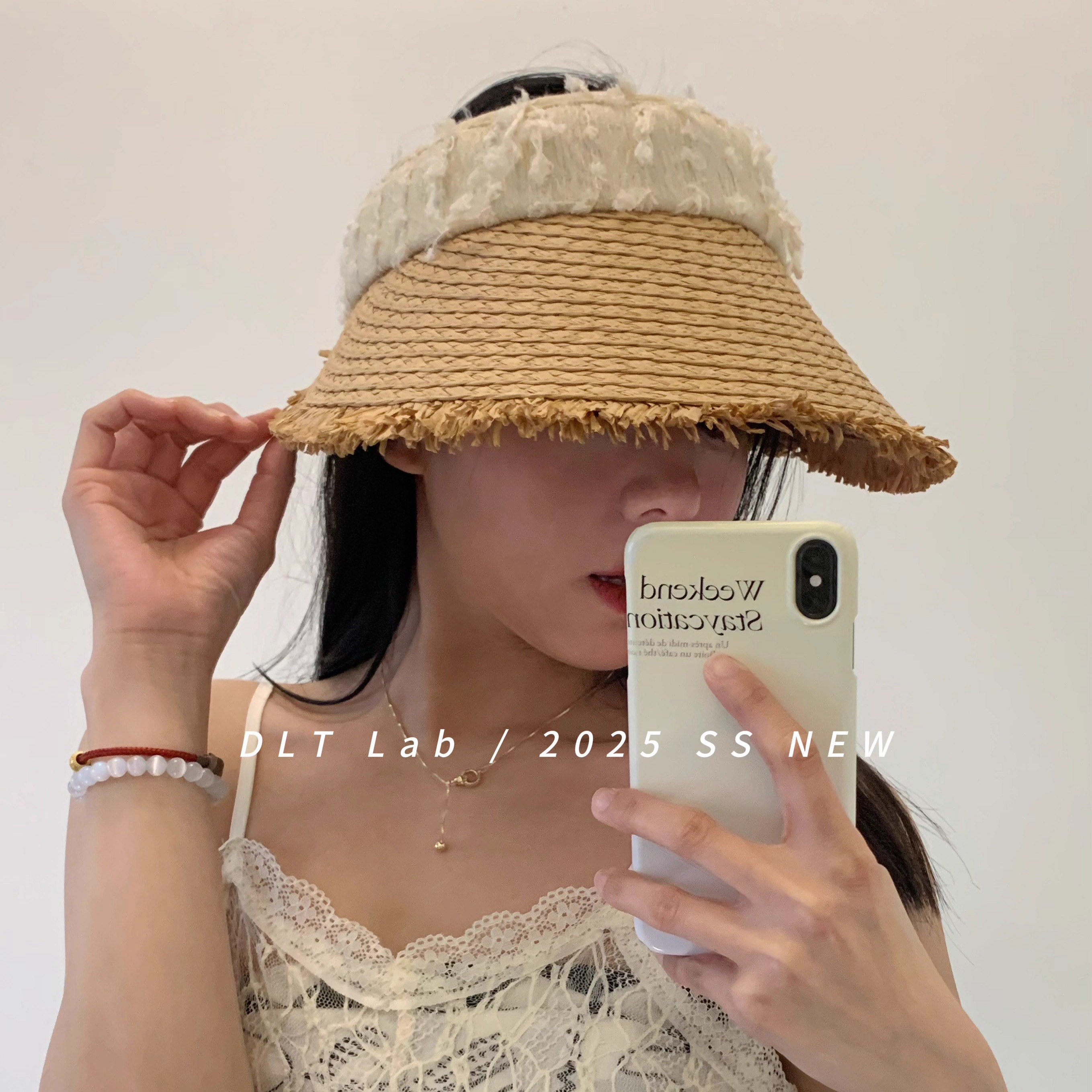 DLTLab丁老头春夏新品大檐草编空顶帽女度假遮阳防晒帽透气无顶帽