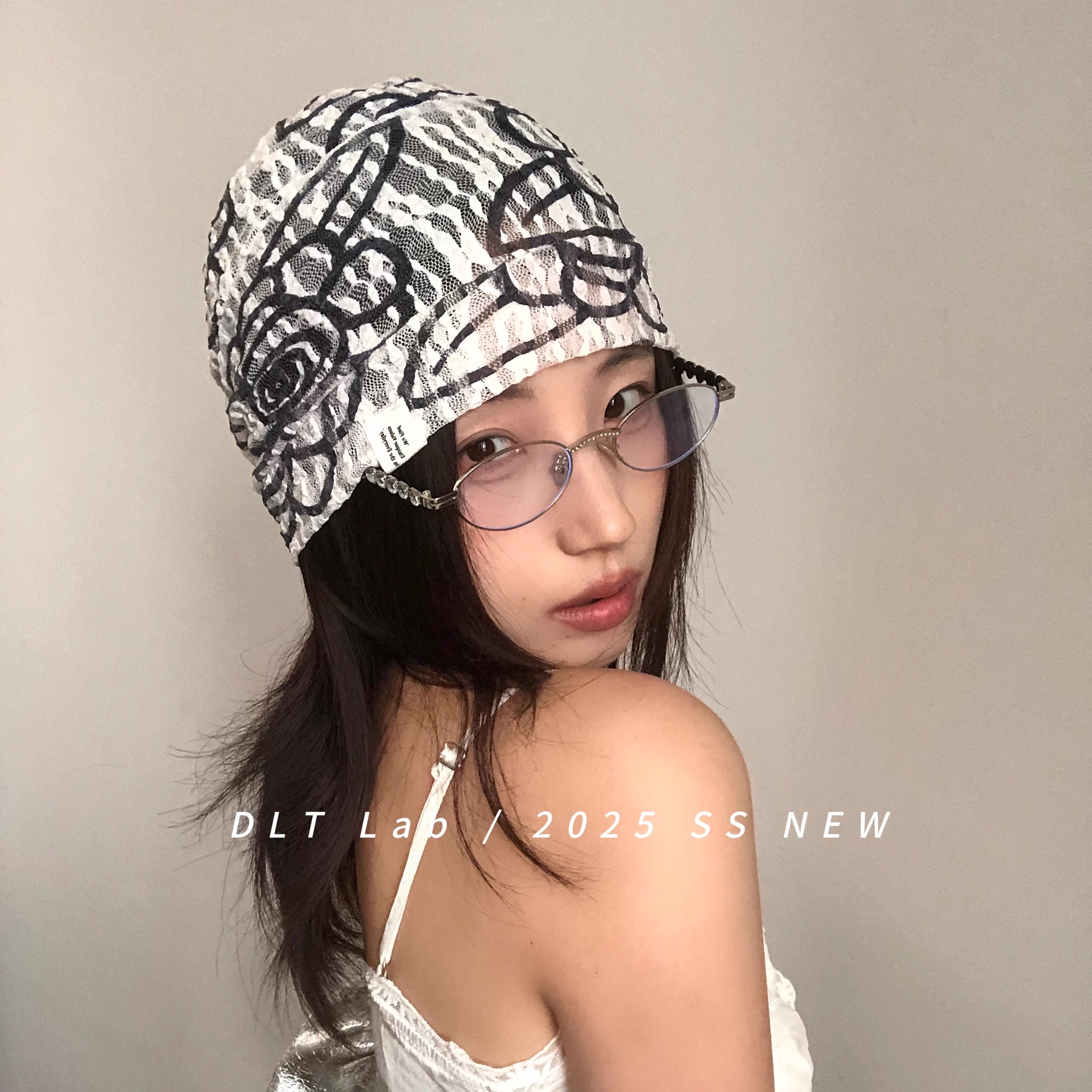 DLTLab丁老头春夏新品薄款蕾丝包头帽女韩国小众设计款造型感潮帽