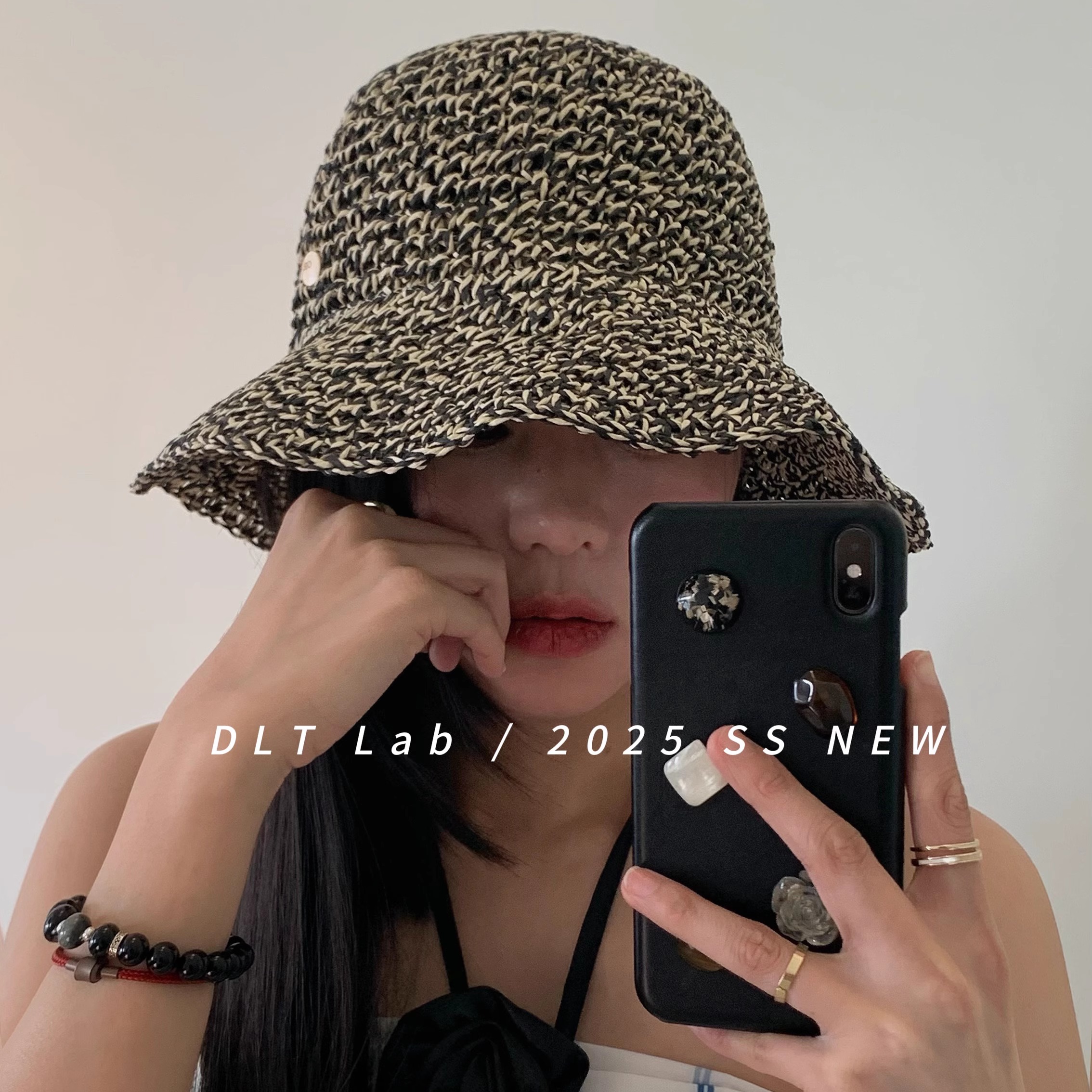 法式度假风草帽纯色编织渔夫帽