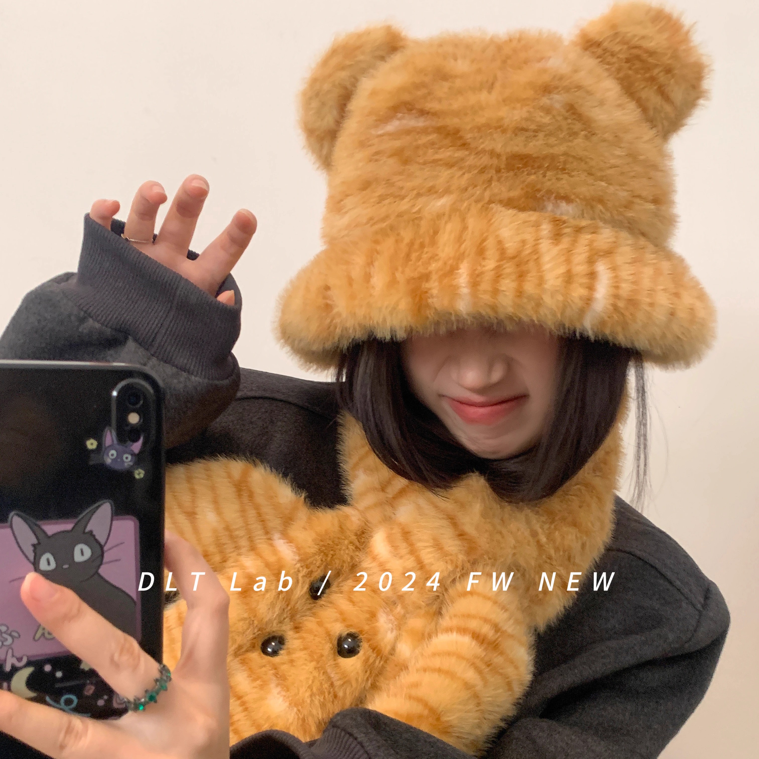 出游老虎渔夫帽女两件套可爱秋冬