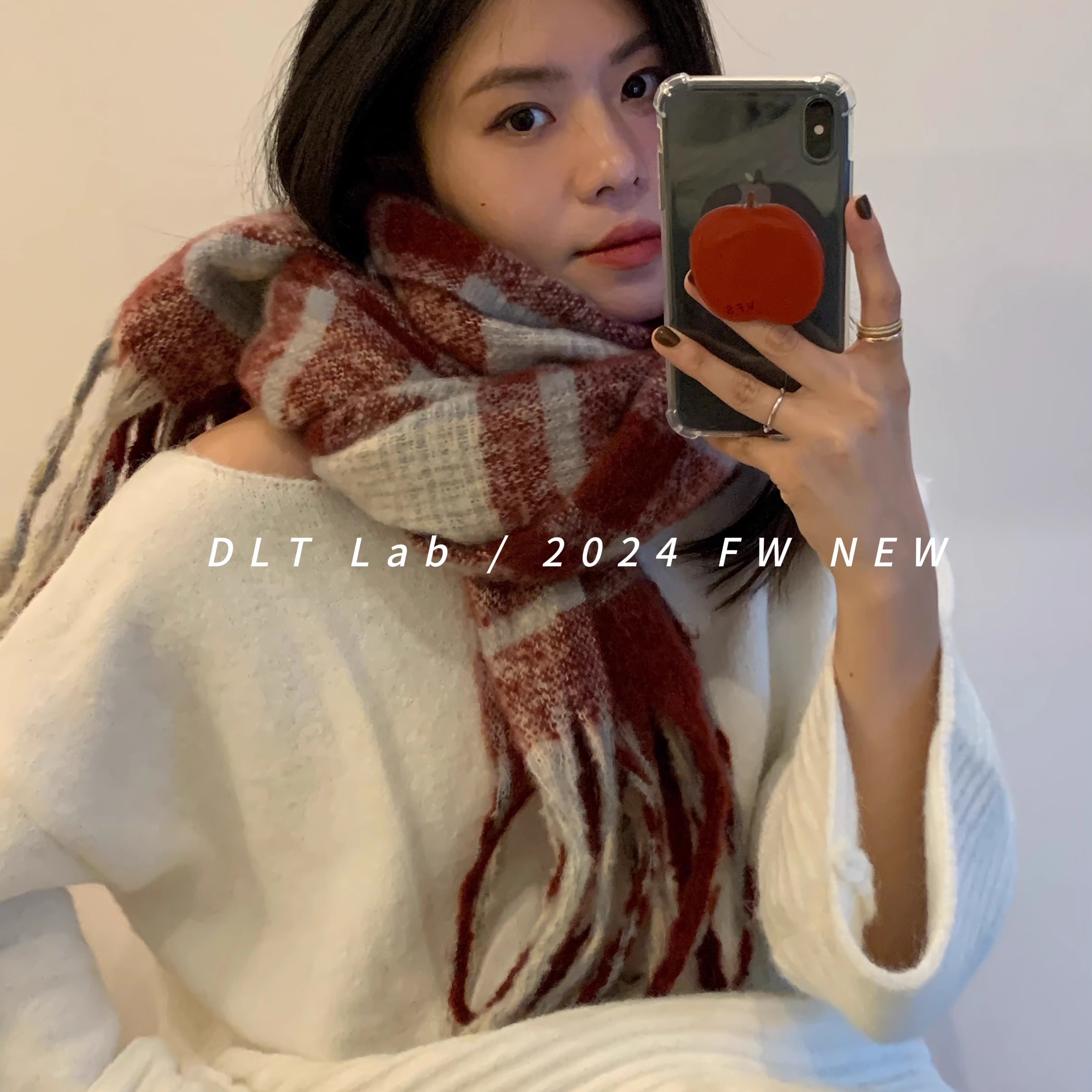 DLTLab丁老头2024秋冬新品抗风加大加宽围巾女百搭保暖格纹围脖潮