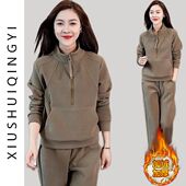 两件套洋气时髦 休闲时尚 加绒加厚女士卫衣运动服套装 2026秋冬新款