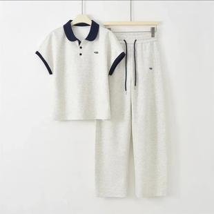 休闲运动套装女2026夏季新款韩版减龄妈妈装宽松显瘦跑步服两件套